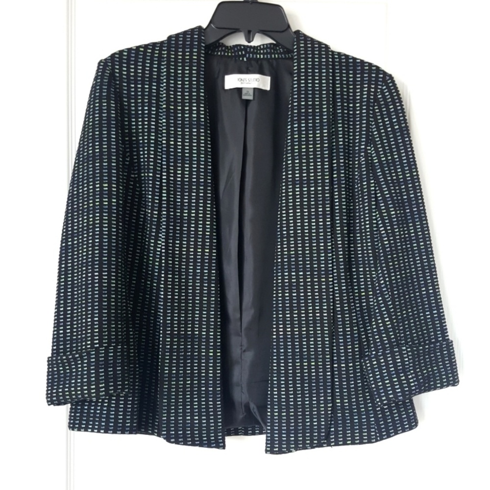 Jones Studio Black Blazer Jacket w pattern Size 10